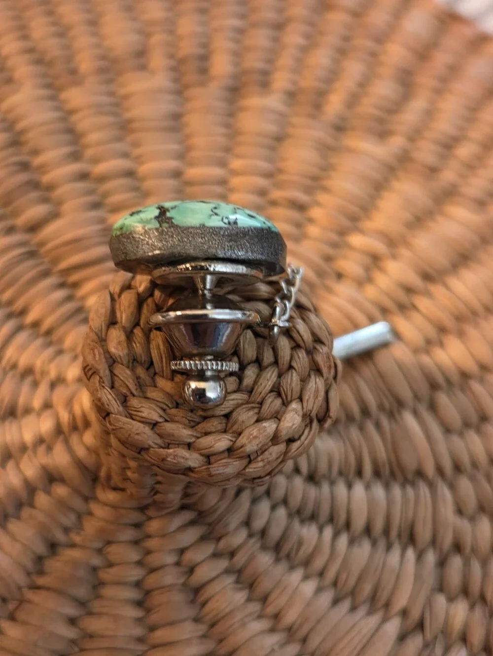 Vintage Natural Turquoise Tie Tack Pin